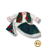 Cumpara ieftin ​Costum tradițional fetițe &ndash; model verde cu motive florale