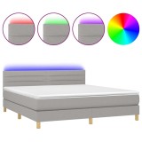 Cumpara ieftin Pat cu arcuri, saltea si LED, gri deschis, 180x200 cm, textil