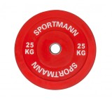 Greutate Cauciuc Bumper Plate SPORTMANN - 25 kg / 51 mm - Rosu FitLine Training