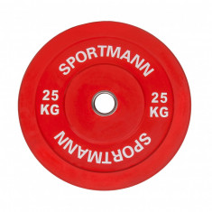 Greutate Cauciuc Bumper Plate SPORTMANN - 25 kg / 51 mm - Rosu FitLine Training