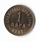 Moneda 1 para 2002, UNC - Muntenegru, Restrike, RARA, tiraj: 1.980