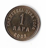 Moneda 1 para 2002 - Muntenegru, PROOF, Restrike, Tiraj: 1980, Europa, Cupru-Nichel