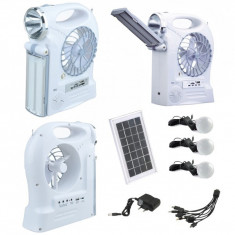 Kit Solar Lampa LED 1W+28SMD, 3 Bec, Ventilator, Radio, USB YJ1906TSYK foto