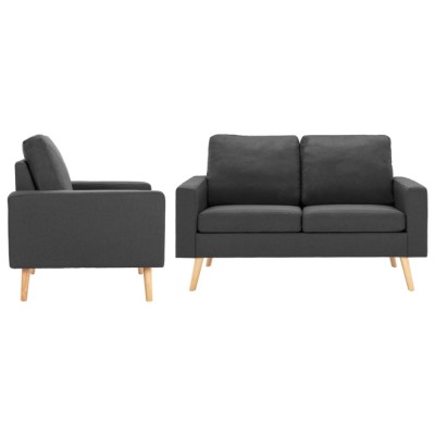 vidaXL Set de canapele, 2 piese, gri &amp;icirc;nchis, material textil foto