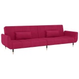 Cumpara ieftin Canapea extensibila cu 2 locuri, 2 perne, rosu vin, catifea