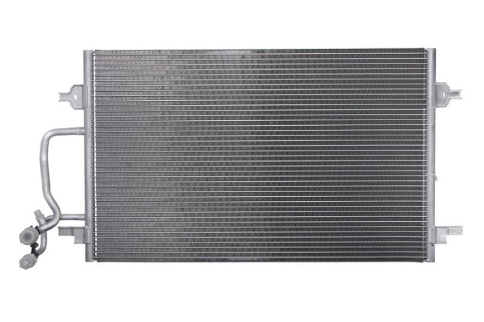 Condensator climatizare AC Audi A8 03, motor: 2.5 TDI, 2.8 V6, 3.3 TDI, 3.7 V8, 4.2 V8, Condenser fara uscator, 705x420x18, miez si rezervor din
