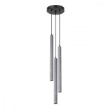 Lampă Suspendată Pastel Gri Beton 3 Becuri Tub Modern De Interior