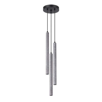 Lampă Suspendată Pastel Gri Beton 3 Becuri Tub Modern De Interior foto