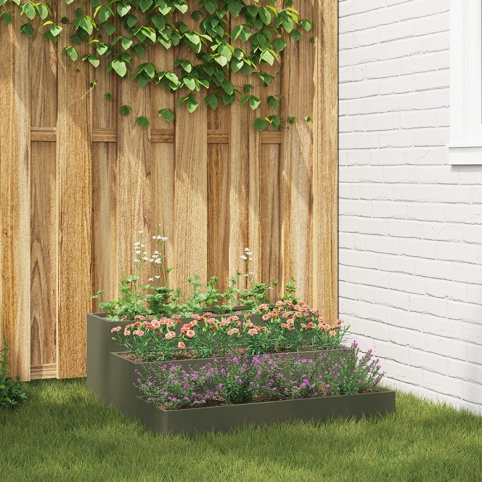 Gossi ghiveci de gradina 3-nivele 90x90x35 cm verde masliniu otel
