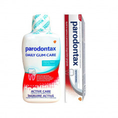 Pachet Pasta de dinti Whitening + Apa de gura Daily Gum Care Fresh Mint, 75 ml + 500 ml, Parodontax