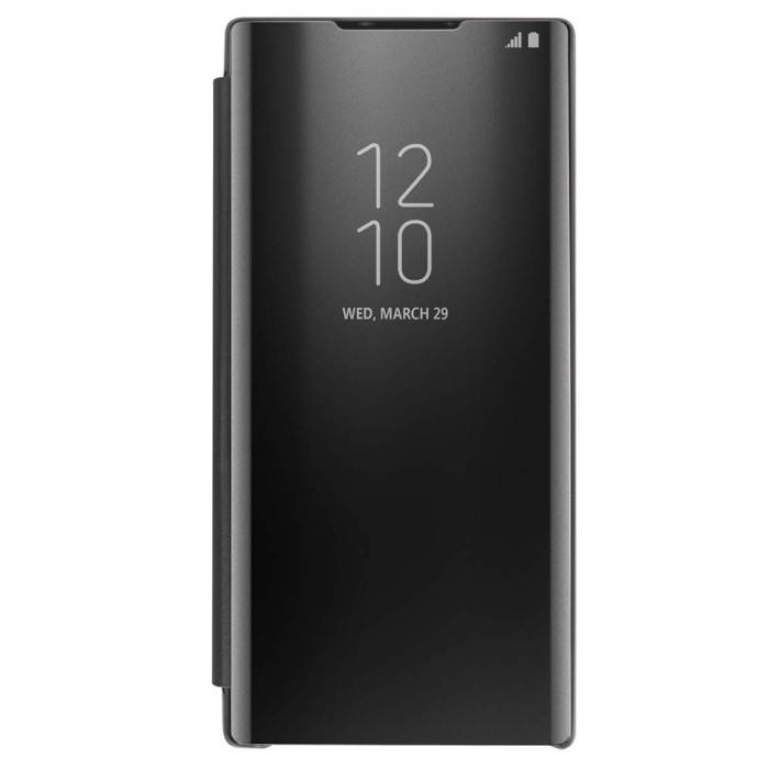Husa Luxury Flip Stand Mirror Compatibil cu Samsung Galaxy Note 10, Capac semitransparent, Tip oglinda, Functie de stand, Negru