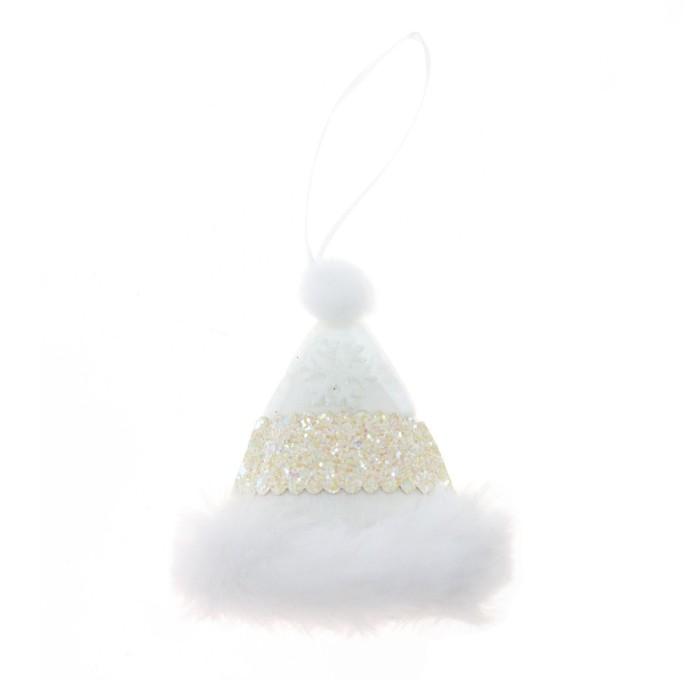 Decoratiune Craciun, tip caciulita, alb, 10 cm, SYWWTSB-6621124