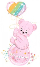 Sticker decorativ cu Ursulet cu balon, Roz, 95 cm, 1239-26ST foto