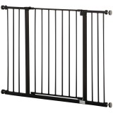 PawHut Poartă pentru C&acirc;ine Extensibilă cu Deschidere Amplă, Poartă de Siguranță din Oțel și Plastic, 76-107x76 cm, Negru | Aosom Romania