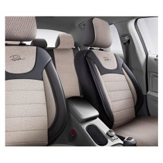 Set Huse Scaune Auto pentru Land Rover Range Rover - Panda Prestige, Negru-Bej, 11 piese