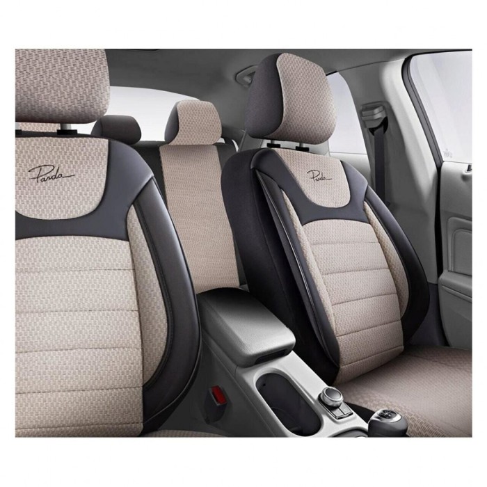 Set Huse Scaune Auto pentru Ford C-Max - Panda Prestige, Negru-Bej, 11 piese
