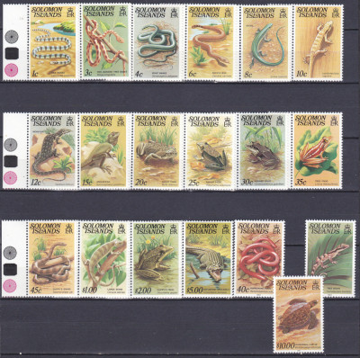 DB1 Fauna Reptile 1979 - 1982 - 83 Ins. Solomon 19 v. MNH foto