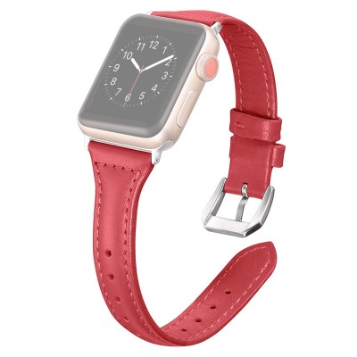 Curea ceas OEM T-shaped pentru Apple Watch 44 mm / 42 mm, Piele, Rosie foto
