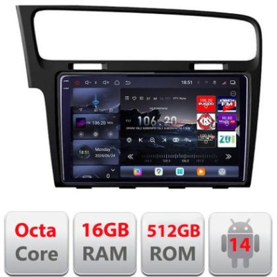 Navigatie VW Golf 7 2013-2020 Edotec Kit-491 8 core QLED 2K 16+512 360 Android Waze USB Navigatie Internet Youtube Radio CarStore Technology foto