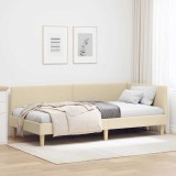 vidaXL Cadru de pat colțar Altele cu headboard Crem 100 x 200 cm