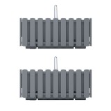 Set 2 jardiniere decorative cu suport metalic, sistem irigare,​​​​​​​ gri, 38x18x16.2 cm, Boardee Fencycase W, Prosperplast