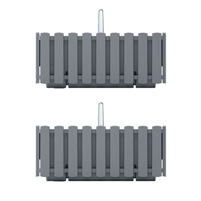 Set 2 jardiniere decorative cu suport metalic, sistem irigare,​​​​​​​ gri, 38x18x16.2 cm, Boardee Fencycase W foto