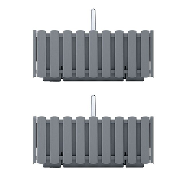 Set 2 jardiniere decorative cu suport metalic, sistem irigare,​​​​​​​ gri, 38x18x16.2 cm, Boardee Fencycase W