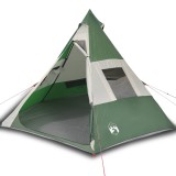Cort de camping tipi pentru 7 persoane, verde, impermeabil