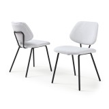 Set 2 scaune dining K&ouml;ma tapitate, gri deschis, cadru metalic negru
