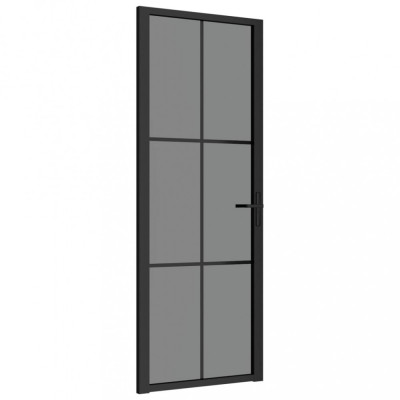 Ușă de interior, 76x201,5 cm, negru, sticlă ESG și aluminiu foto