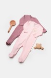Set 2 salopete lungi Bamboo, roz, BabyCosy, 50%bumbac+50% bambus (Marime: 6-9 luni)