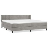 Cumpara ieftin Pat box spring cu saltea, gri deschis, 200x200 cm, catifea