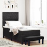 vidaXL Pat cu arcuri cu saltea cu headboard Negru 90 x 200 cm Catifea