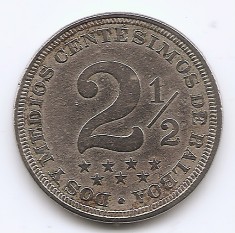 Panama 2&frac12; Centesimos 1907 - Cupru-nichel, 21 mm, KM-7