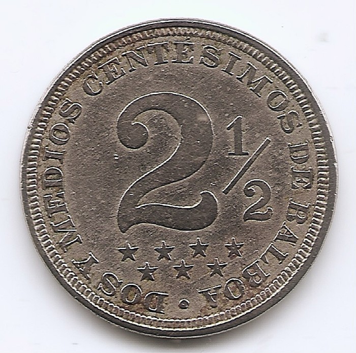 Panama 2&frac12; Centesimos 1907 - Cupru-nichel, 21 mm, KM-7