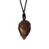 Colier snur negru reglabil, pandantiv lacrima ochi de tigru, 3.5cm, cristal natural