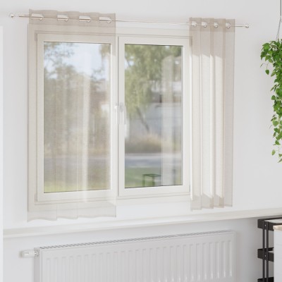 vidaXL Perdele cu perdele 2 pcs Nisip 140 x 175 cm Poliester foto