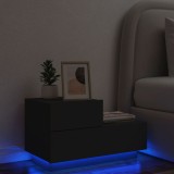 vidaXL Noptieră cu lumini LED, negru, 70x36x40,5 cm