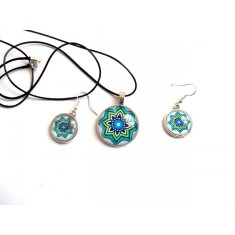 Set colier si cercei cu sticla, bijuterii cadou femei 33688