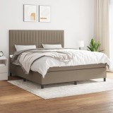 Cumpara ieftin Pat continental cu saltea, gri taupe, 180x200 cm, textil
