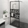 VidaXL Paravan duș walk-in cu raft negru 100x195cm sticlă ESG/aluminiu