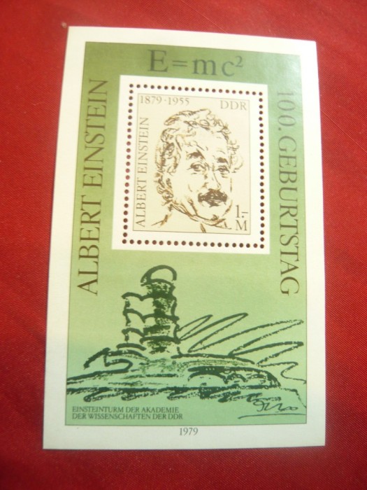 Bloc DDR 1979- Personalitati - 100 Ani Albert Einstein