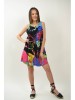 Rochie Scurta Fara Maneci Butterflies Multicolora FashionLand, Talie Unica (XS-M), Poliester &amp; Elastan, Design Colorat, Vara
