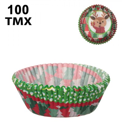 Forme Copt Cupcake, Model Cerb Cadou Brad, Multicolor, Set 100 Bucăți, 10.5cm, H&amp;acirc;rtie foto