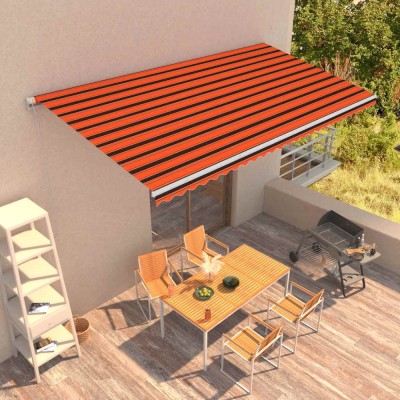 vidaXL Copertină retractabilă automat, portocaliu &amp;amp; maro, 600x300 cm 3051208 foto