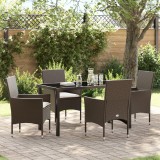 Set de Dining 5 Piese pentru Grădină vidaXL cu Perne Ratan Sintetic Maro