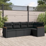 vidaXL Set mobilier de grădină cu perne, 5 piese, negru, poliratan