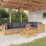 VidaXL Set mobilier grădină cu perne, 6 piese, lemn masiv de tec