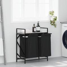 vidaXL Coș de rufe 2 compartimente cu raft sonoma gri 859068