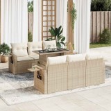 VidaXL Set canapele de grădină, 7 piese, cu perne, bej, poliratan 3326419